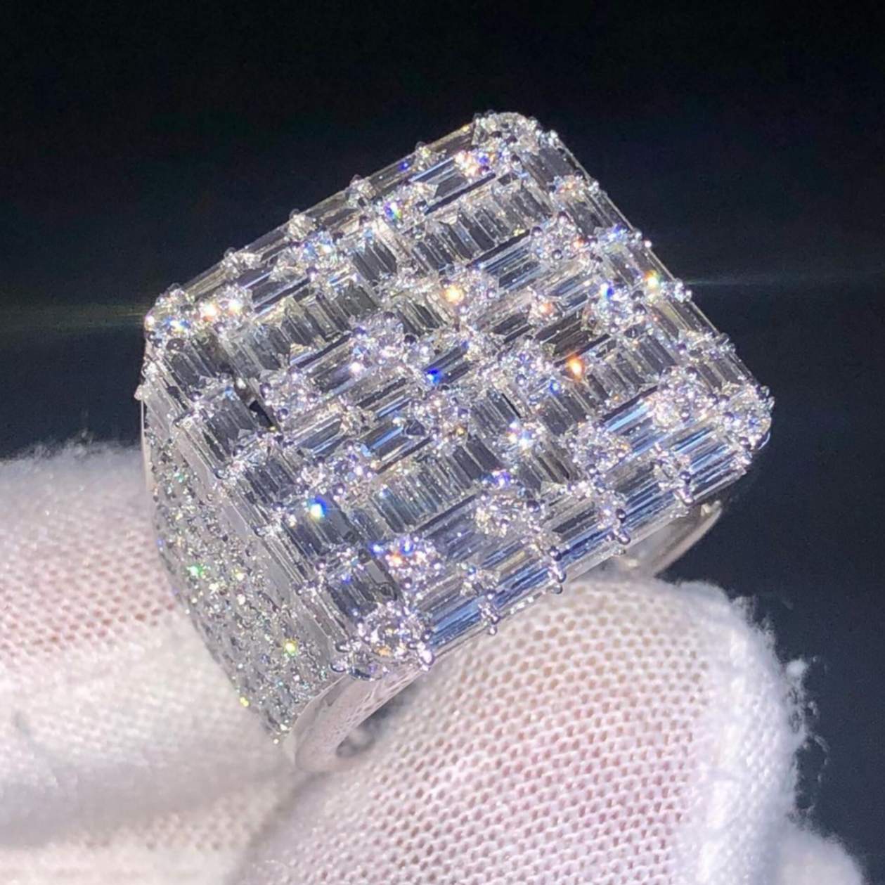 Iced Out Baguette Diamond Champion Ring