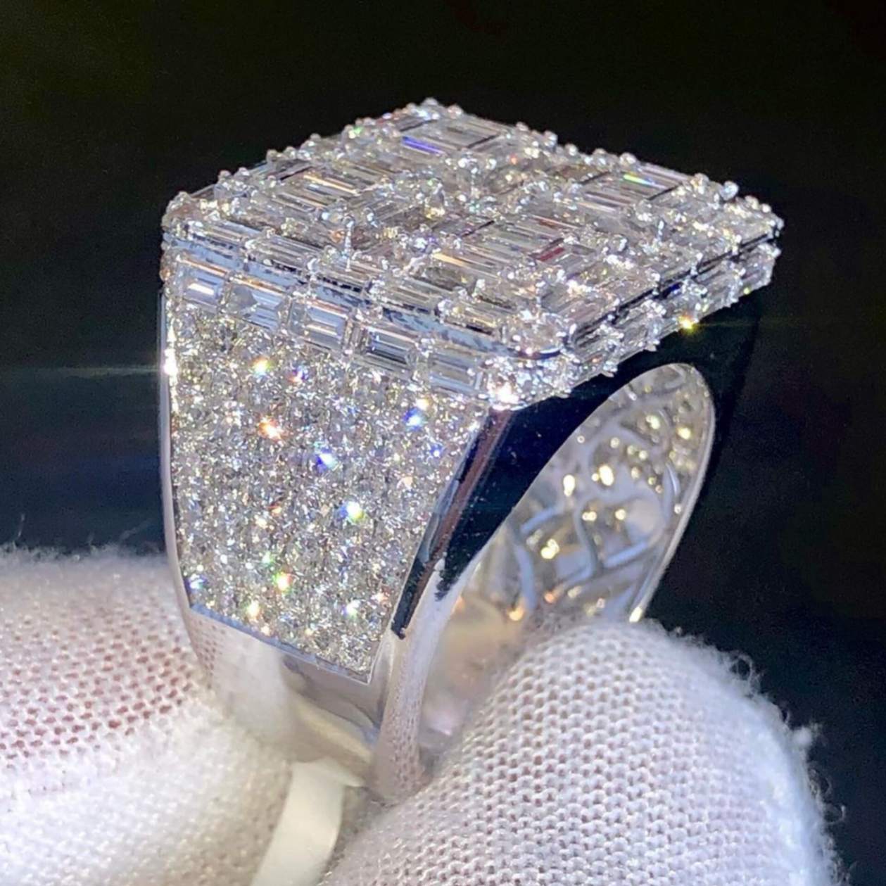 Iced Out Baguette Diamond Champion Ring