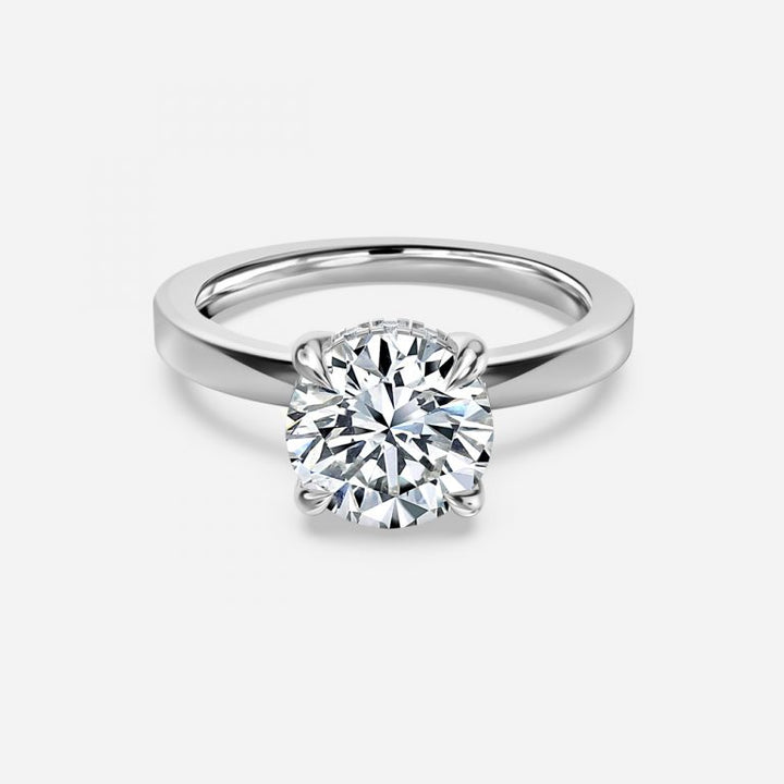 Round Cut Cluster Side Stone Engagement Ring