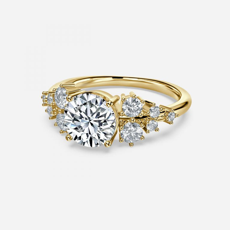 Round Cut Side Stone Engagement Ring