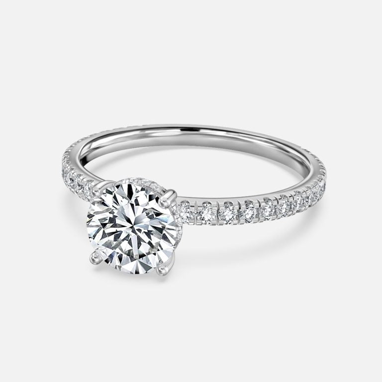 Unique Round Cut Pave Set Diamond Ring