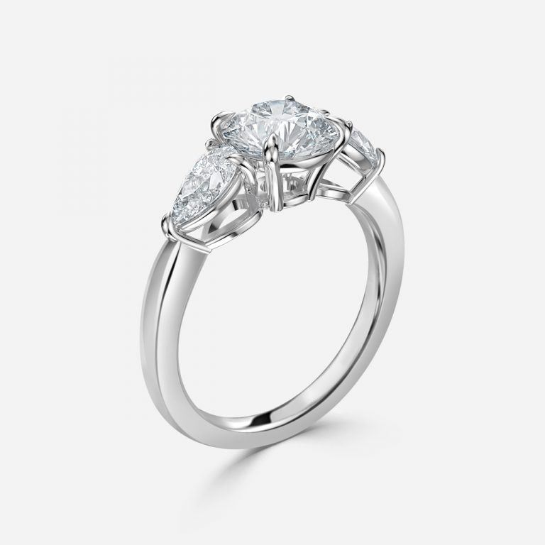 Round & Pear Diamond Engagement Ring