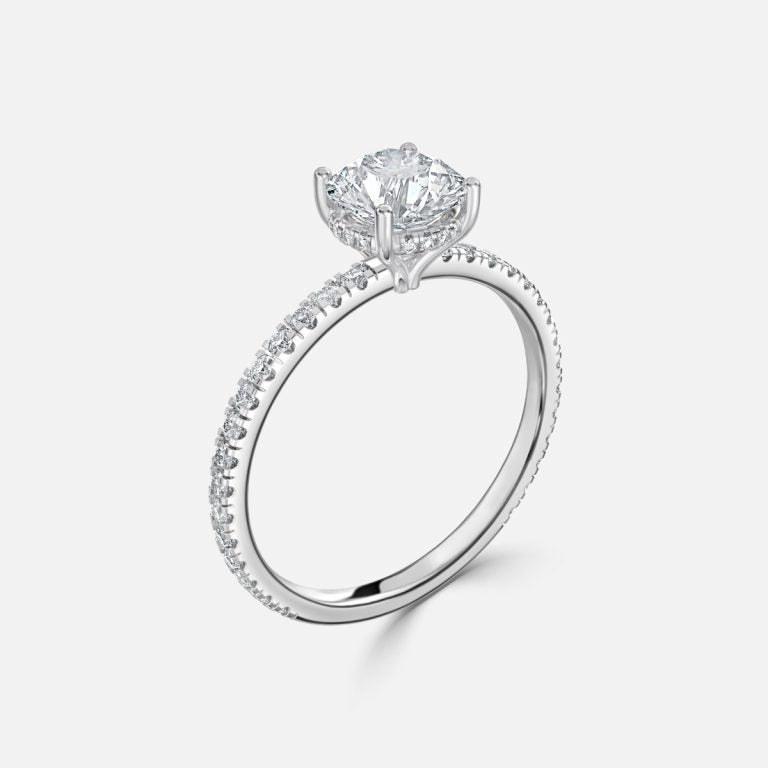 Unique Round Cut Pave Set Diamond Ring