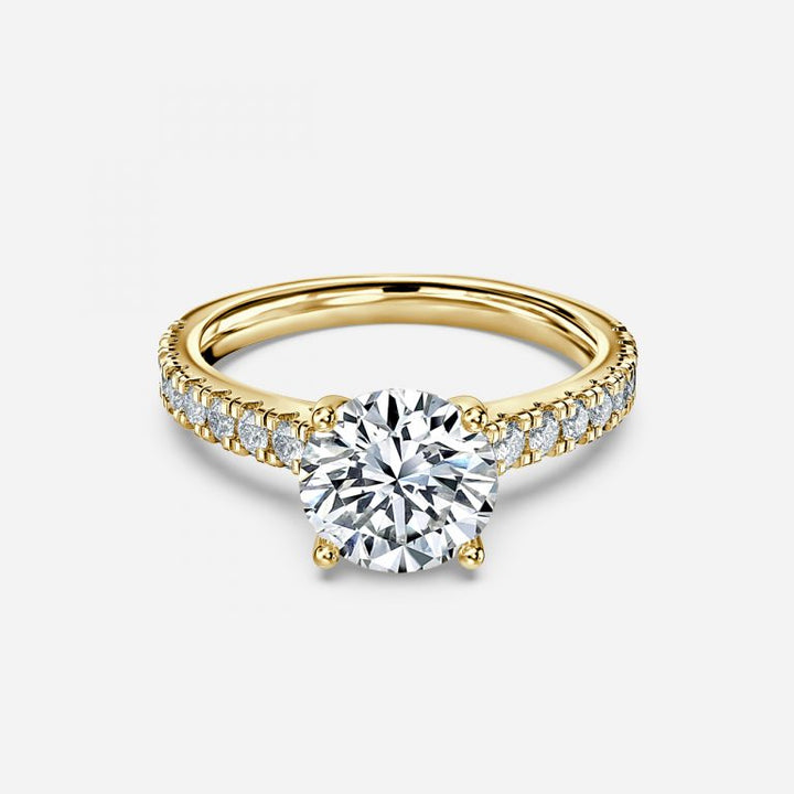 Unique Round Cut Pave Set Diamond Ring