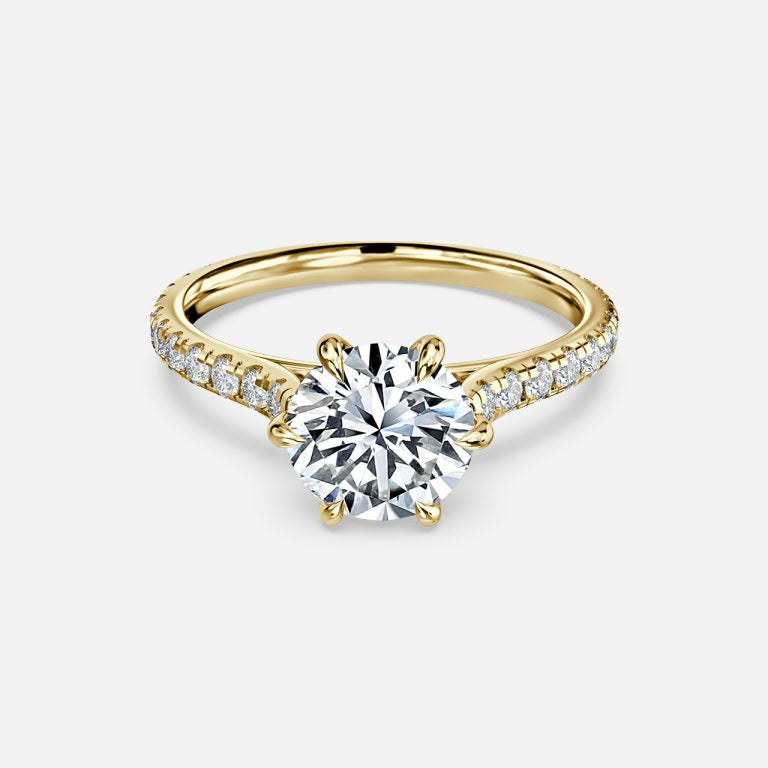 Round Cut Cluster Side Stone Engagement Ring