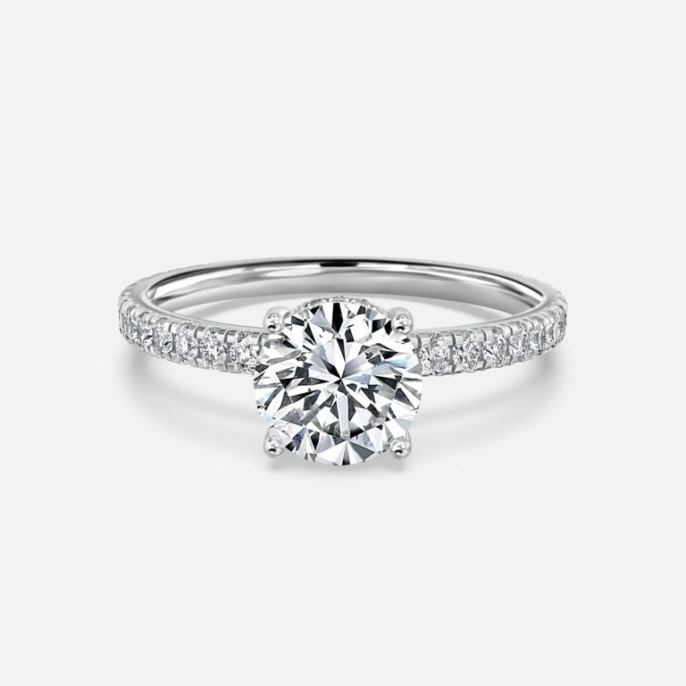 Unique Round Cut Pave Set Diamond Ring