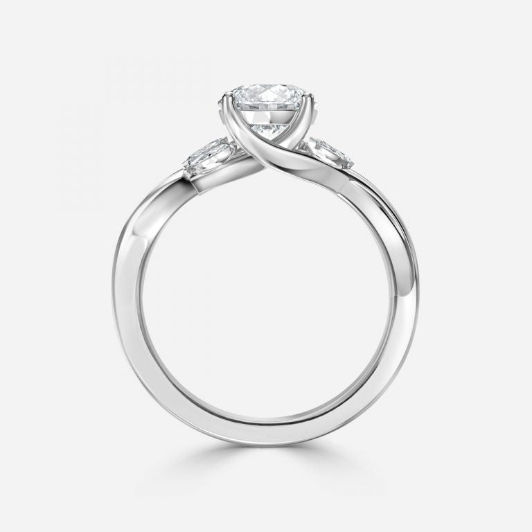 Round & Marquise Cut Diamond Engagement Ring