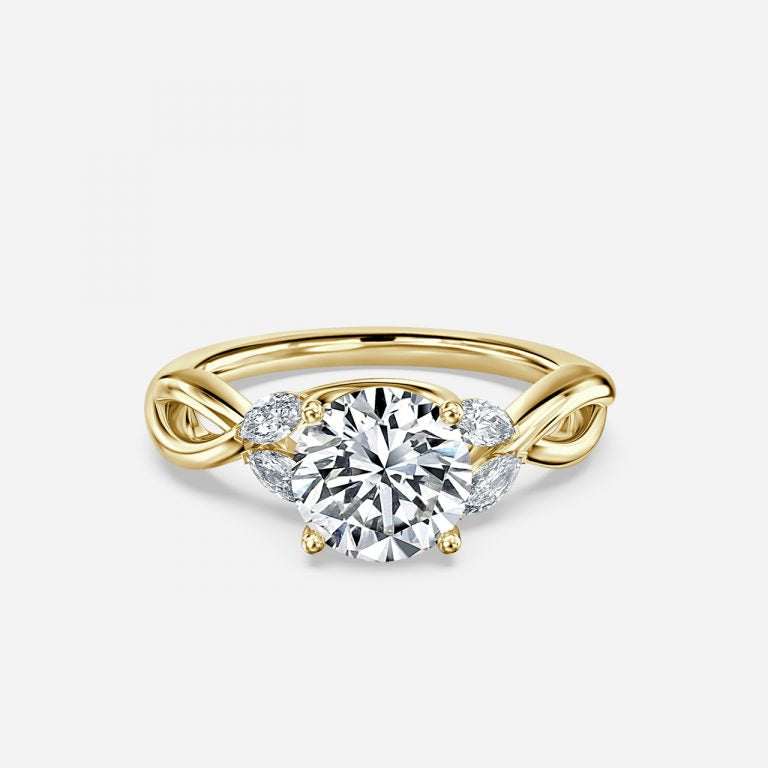 Round & Marquise Cut Diamond Engagement Ring