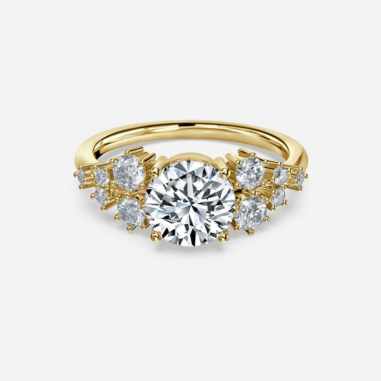 Round Cut Side Stone Engagement Ring