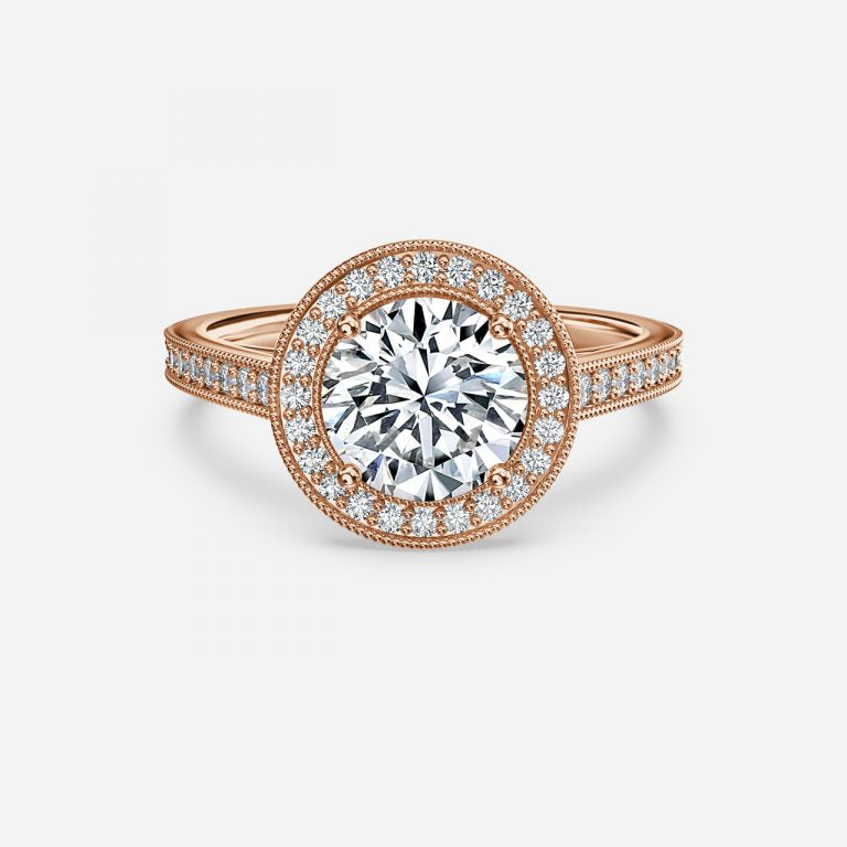 Round Milgrain Set Halo Round Engagement Ring