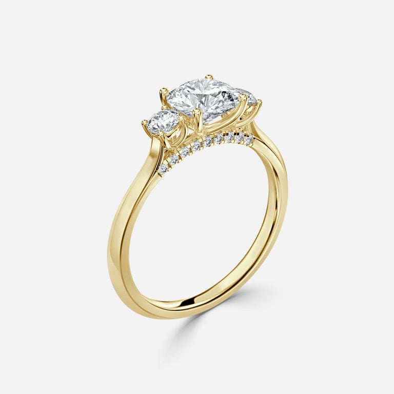 Round Cut Trilogy Engagement Ring