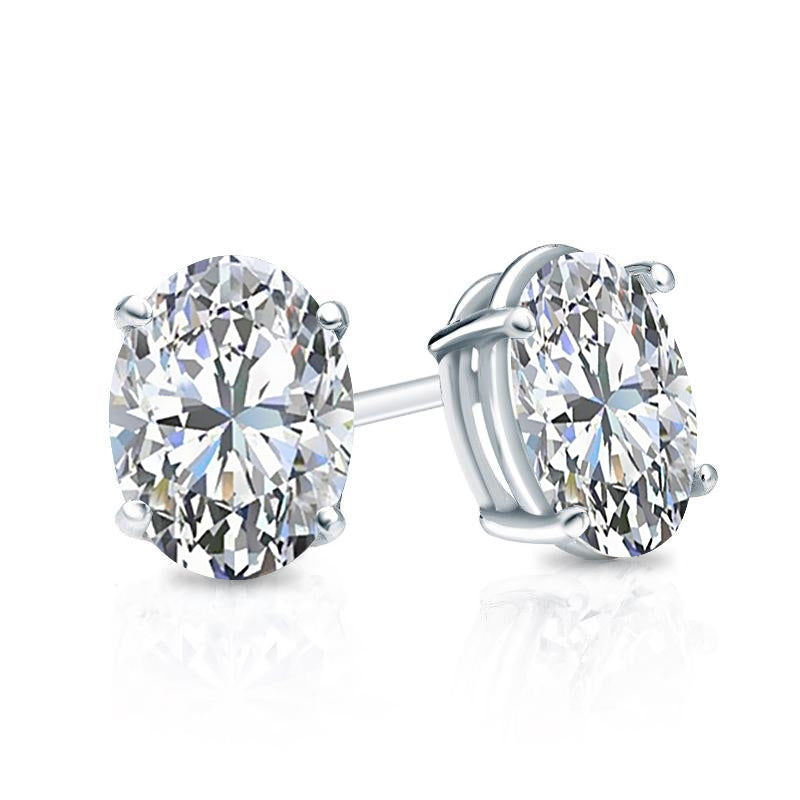 2.00 Tcw IGI Certified Oval Diamond Stud Earring