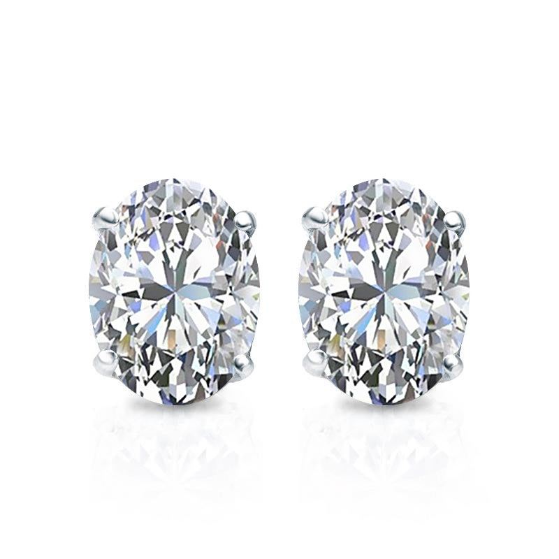 2.00 Tcw IGI Certified Oval Diamond Stud Earring