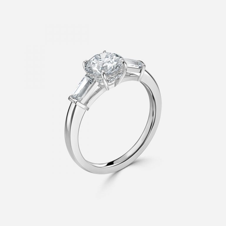 Three Stone Round Cut Engagement Ring