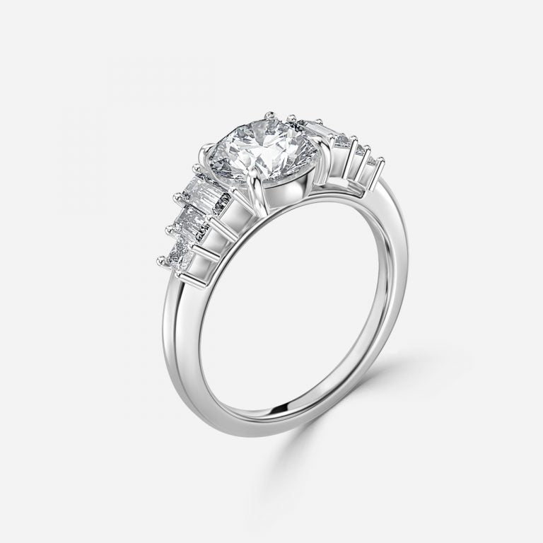 Seven Stone Round Cut Engagement Ring