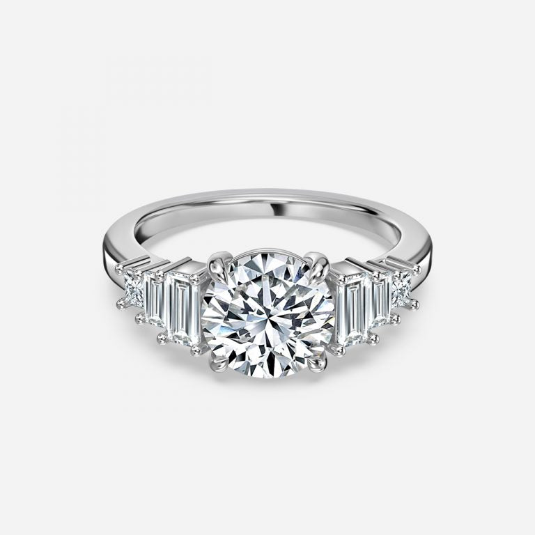 Seven Stone Round Cut Engagement Ring