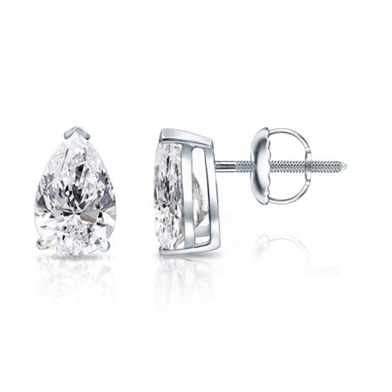 2.00 Tcw IGI Certified Pear Diamond Stud Earring