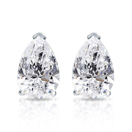 2.00 Tcw IGI Certified Pear Diamond Stud Earring