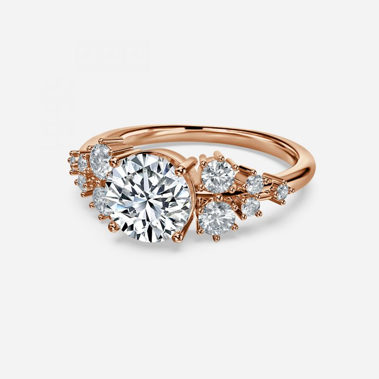 Round Cut Side Stone Engagement Ring