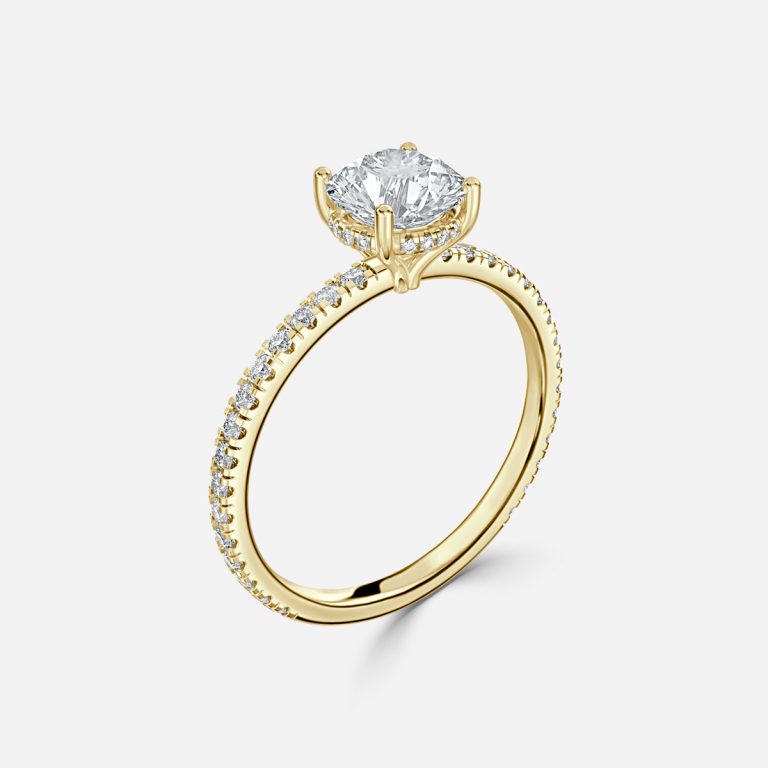 Unique Round Cut Pave Set Diamond Ring