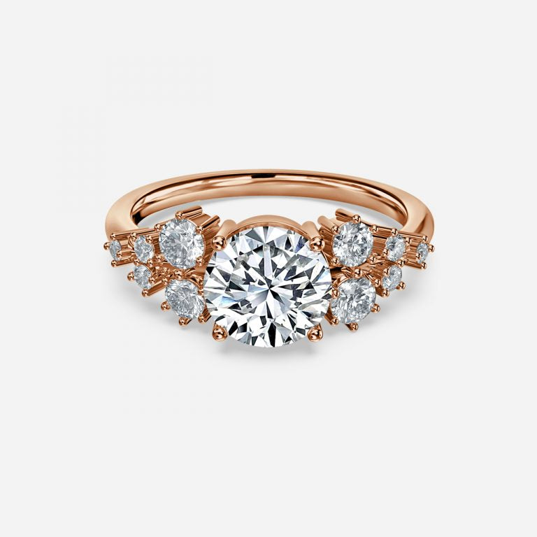 Round Cut Side Stone Engagement Ring