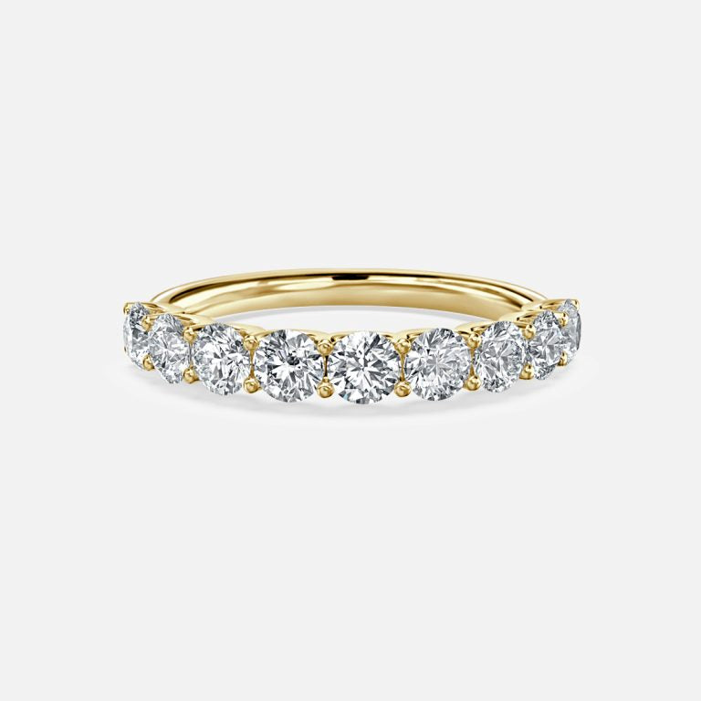 Round Diamond Half Eternity Wedding Band