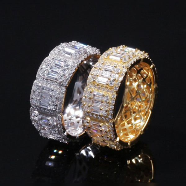 Iced Out Baguette Diamond Wedding Band