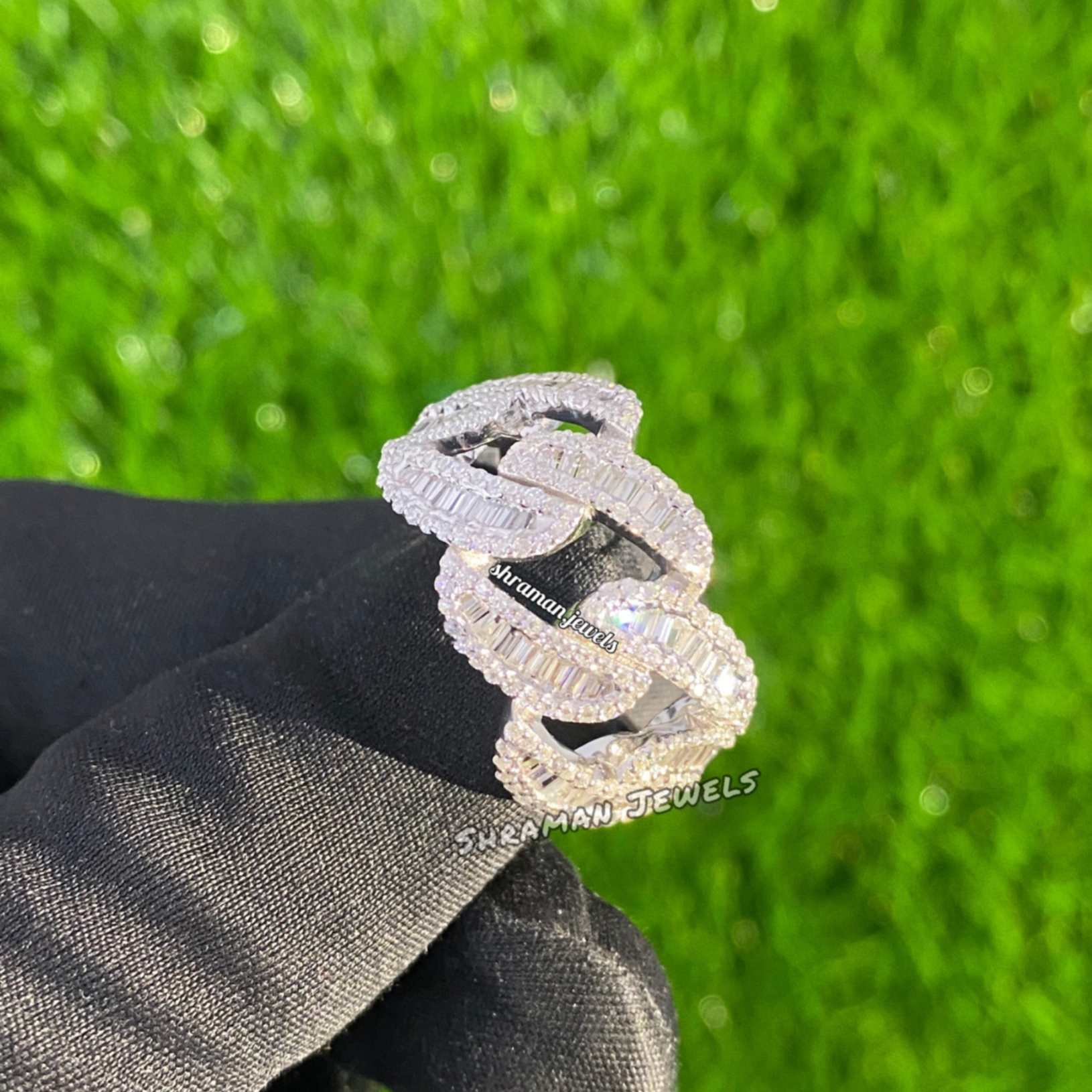 Iced Out Baguette Cuban Link Ring