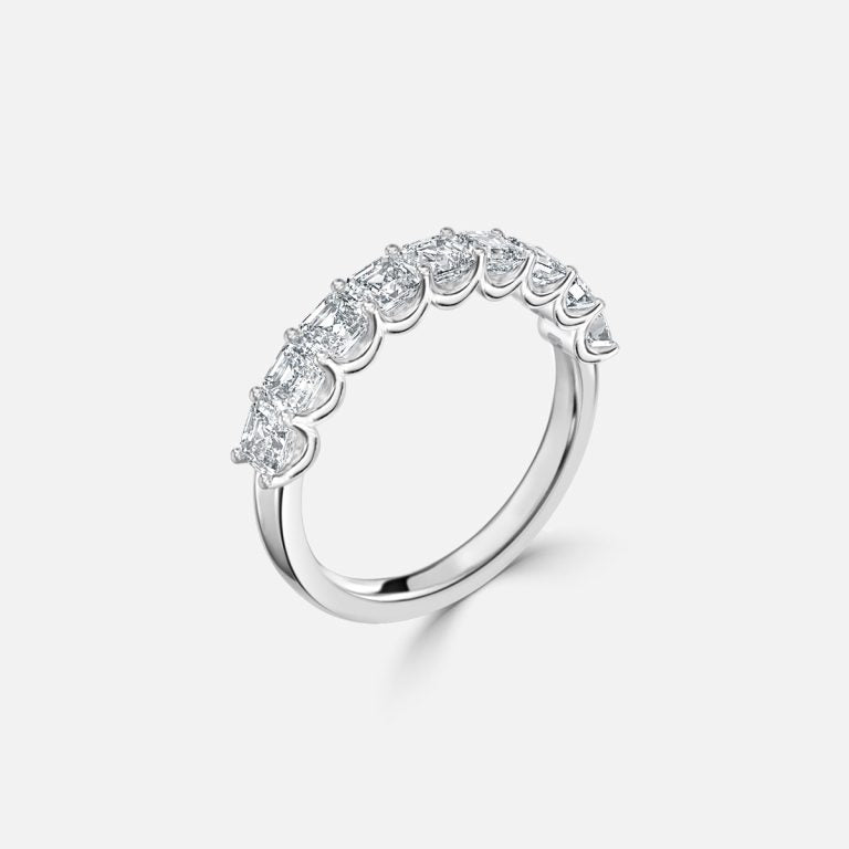 Asscher Diamond Half Eternity Ring